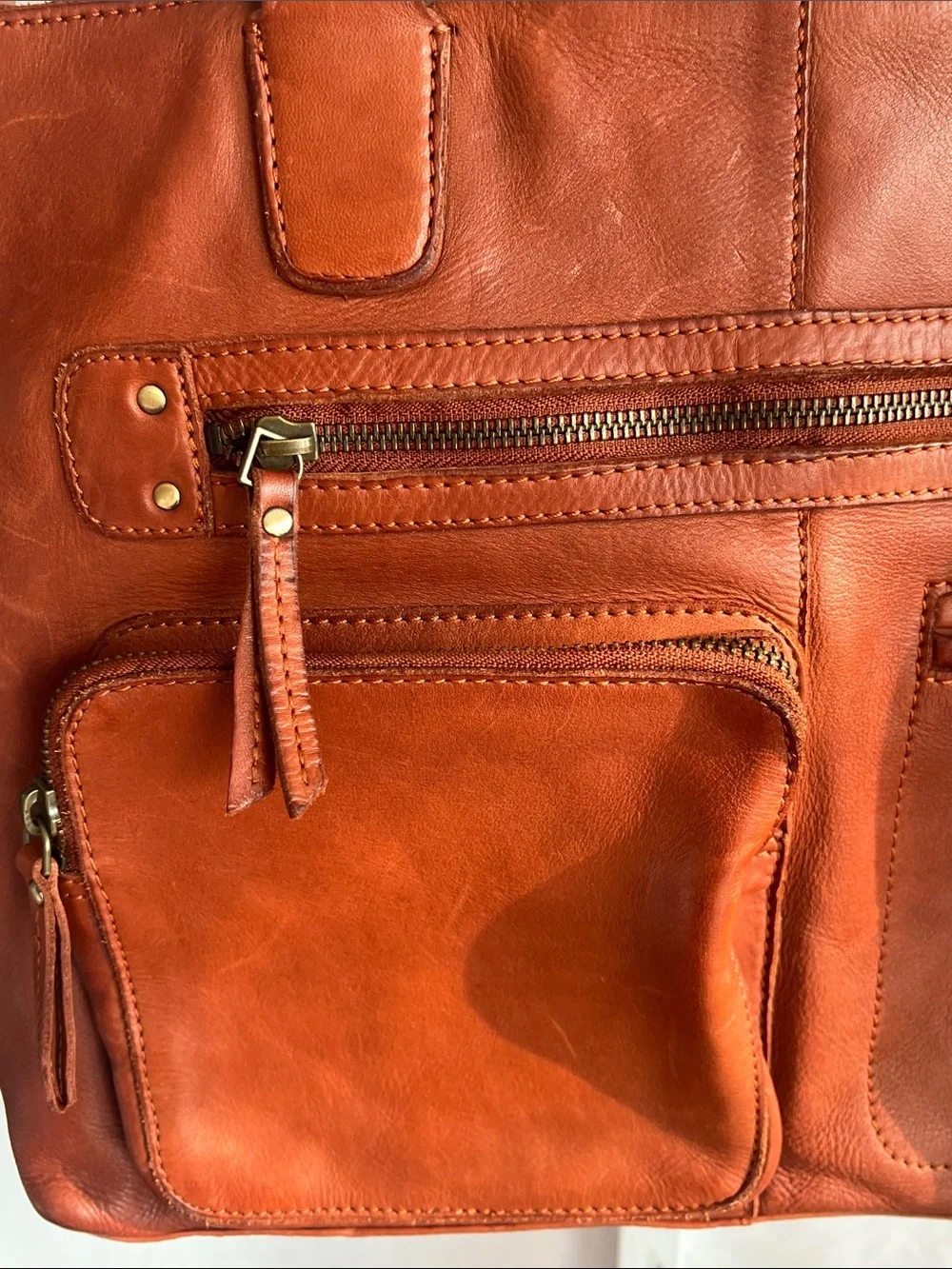 Marta Ponti Classic Brown Genuine Leather Tote Computer Bag Electronic Bag